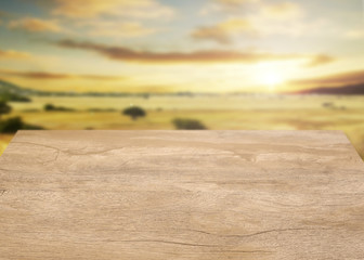 image for advertising use of an empty rustic wooden table.