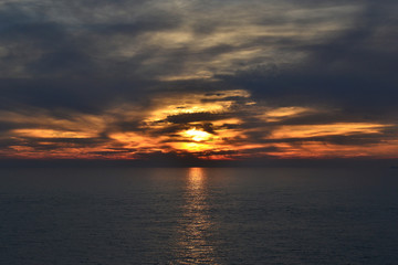 coucher de soleil à l'ouest, Cap Blanc Nez, Côte d'Opale, Pas de Calais, Nord, France