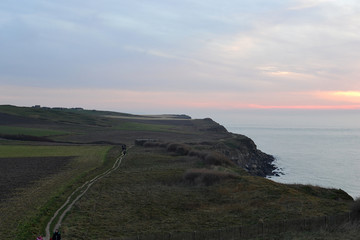 coucher de soleil &agrave; l'ouest, Cap Blanc Nez, C&ocirc;te d'Opale, Pas de Calais, Nord, France