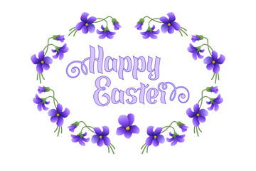 Easter frame of violets