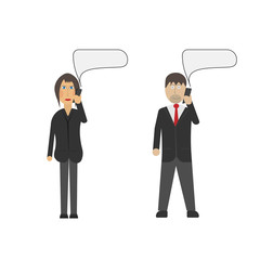 A man and a woman talking on the phone