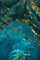 Abstrakte Farbbeschaffenheitskunst. Natürlicher Luxus. Blaue Farbe mit goldenem Glitzerpulver. Marmorhintergrund. © Zamurovic Brothers