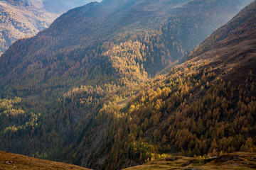 View of mountain with blue sky from Grossglockner High Alpine Road in Austria