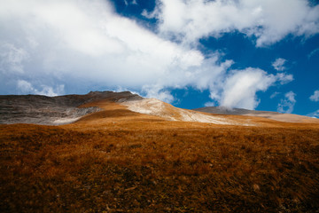 View of mountain with blue sky from Grossglockner High Alpine Road in Austria