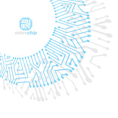 Vector circuit board with electronic components of technology device. Computer motherboard cybernetic abstraction. Electronic microprocessor