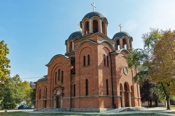 Belgrade, Serbia - September 22, 2018: The Temple of the Transfiguration  of the Lord (serbian: Crkva Preobraženja Gospodnjeg) of the Serbian Orthodox Church located in Vidikovac settlement