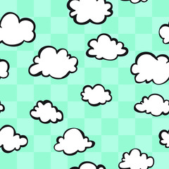 Seamless Checkered Sky and Cloud Pattern