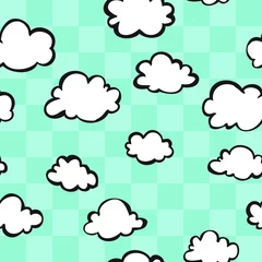 Gordijnen Seamless Checkered Sky and Cloud Pattern © Starsania