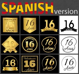 Spanish set of number 16 templates