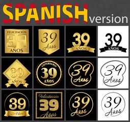 Spanish set of number 39 templates