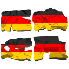 set of four flags, illustration of torn flags, Germany flag