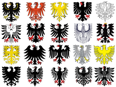 Set of heraldic german eagles