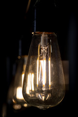 old lamp on black background