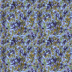Seamless watercolor pattern with blueberries. Print for fabric, textile, wallpaper. Hand painted.
