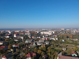 Aerial view of Nesvizh, Belarus in autumn