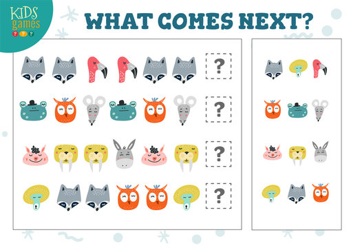 What comes next kids educational game vector illustration