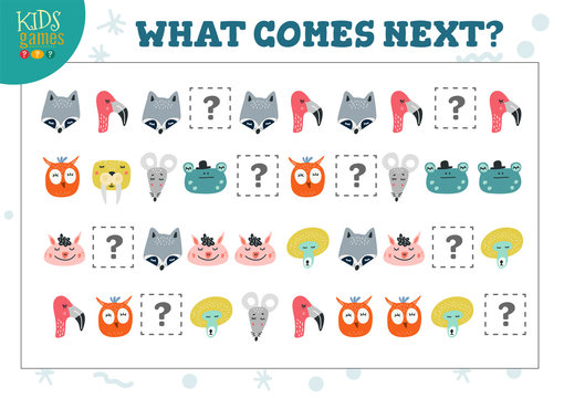 What comes next kids educational game vector illustration