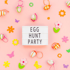Creative Easter flat lay holiday text ligthbox