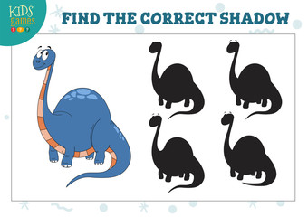 Find the correct shadow for cute dinosaur educational preschool kids game
