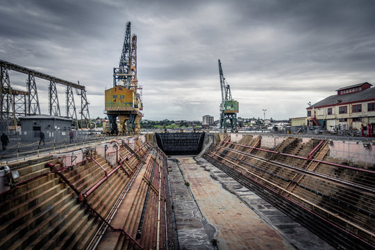 Dry Dock ship repair and cranes