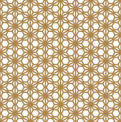 Seamless pattern based on ornament Kumiko.Golden color lines.