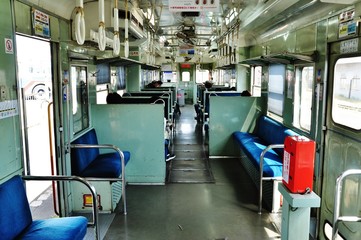 Interior view of KiHa20 series diesel car