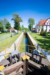 Concrete lock in Ostroda - part of the Elblag Canal, Mazury, Poland (former Osterode, East Prussia)