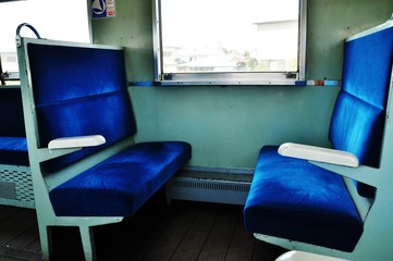 Interior view of KiHa20 series diesel car