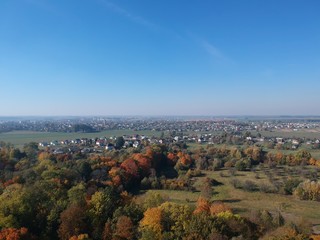 Aerial photo of Belarus countriside in autumn. 