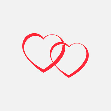 Two red hearts vector connected together.