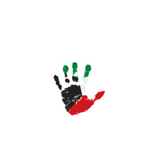 Kuwait flag and hand on white background. Vector illustration