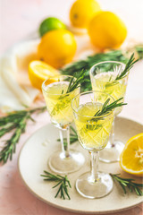 Traditional italian homemade lemon alcohol drink liqueur