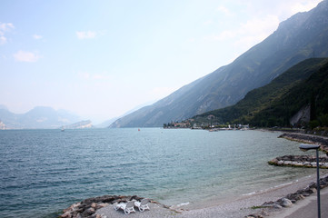 Evening walk. Picturesque lake Garda