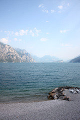 Evening walk. Picturesque lake Garda