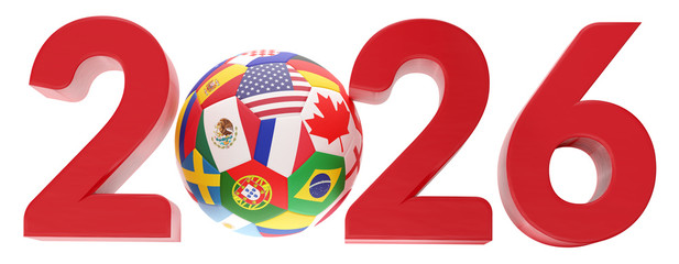 2026 symbol ball flags design 3d-illustration