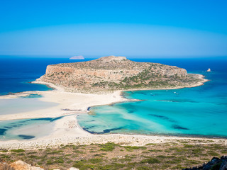 Crete, Greece: Balos lagoon paradisiacal view of beach and sea