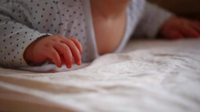 baby girl hands bedroom hd footage 