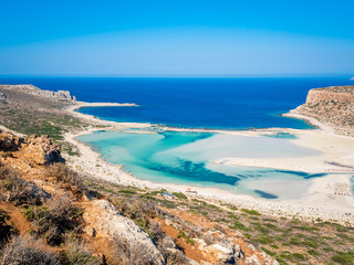 Fototapeta na wymiar Crete, Greece: Balos lagoon paradisiacal view of beach and sea