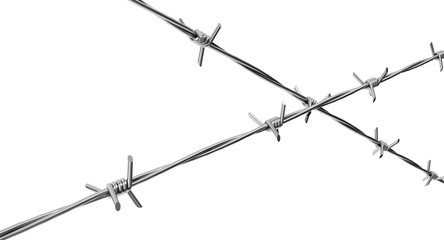 Two barbed wires isolated on a white background. 3d render