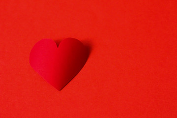 Valentine concept, perfect for card or banner - 3d red heart on the pink background, selective focus, free copy space