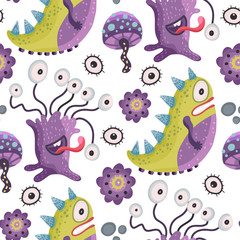 Cute cartoon monsters. Vector,