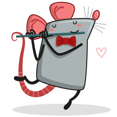 Flute Player rat - Vector