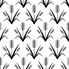 Vector of seamless pattern with barley grass arranged in geometric style. Design for textile, fabric, decoration, wallpaper, wrapping, scarp book, and packaging.