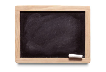 Blackboard Wooden Frame with Piece of Chalk Isolated on White