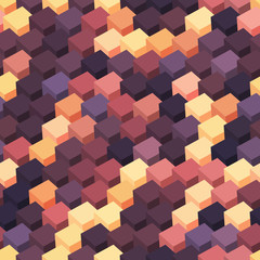 Seamless vector background with multicolored cubes in 3D style. Geometric pattern.