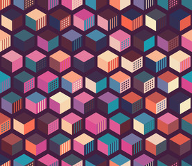 Seamless pattern with colorful cubes. Geometric background.