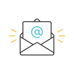 Outline email icon. Open envelope with a letter. Vector illustration