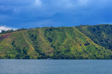 Beautiful nature view of lake Toba from Berastagi, Medan, Indonesia.