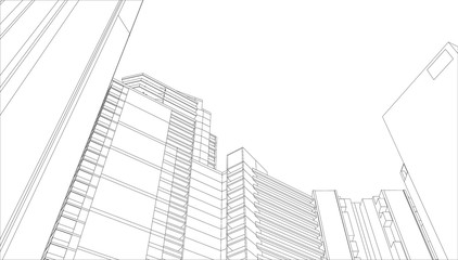 Fototapeta premium Abstract 3D render of building - Vector