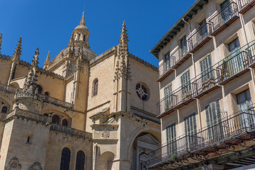 Fototapeta na wymiar View of part of the Cathedral of Segovia
